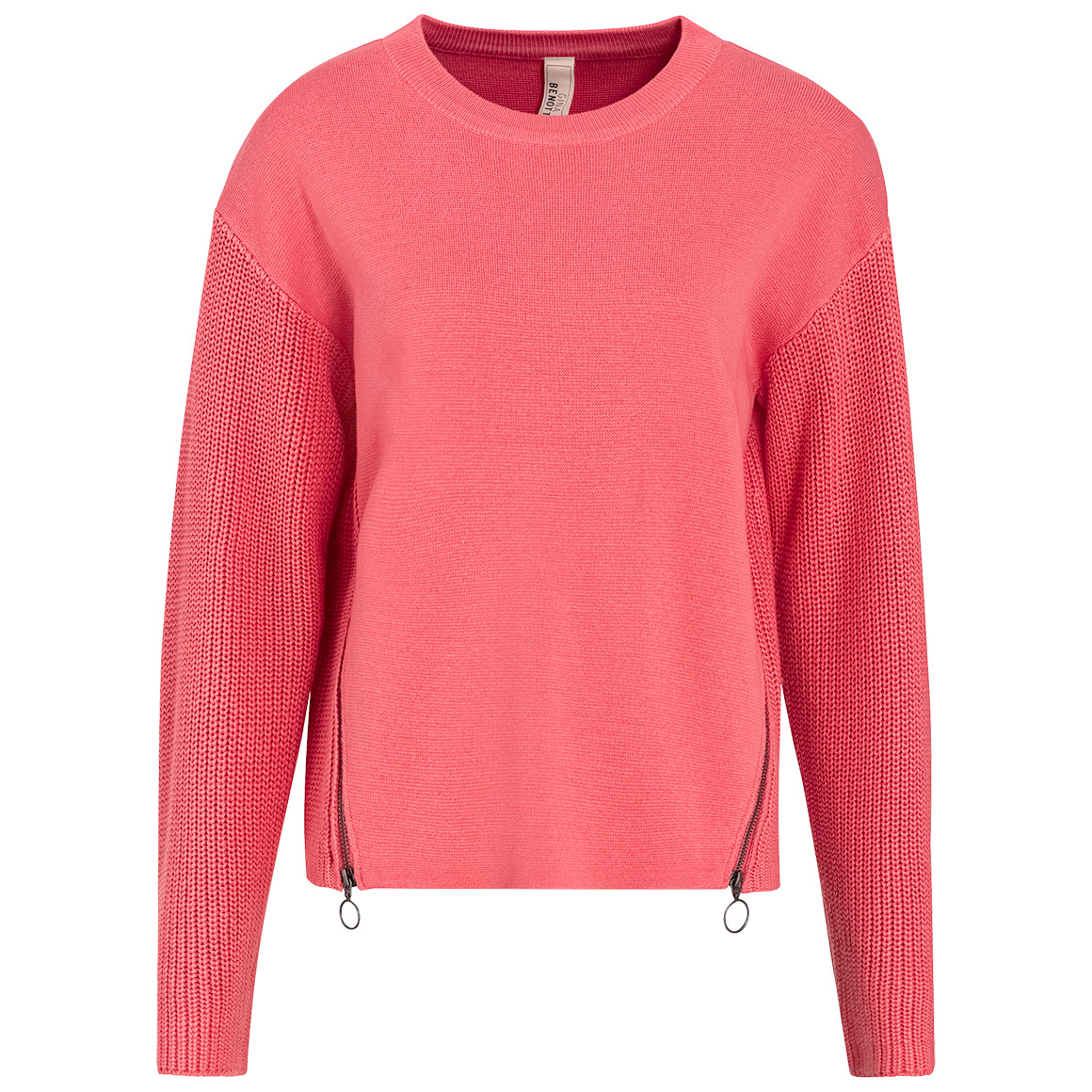 Gina Benotti Damen Strickpullover mit Reißverschlüssen hellrot