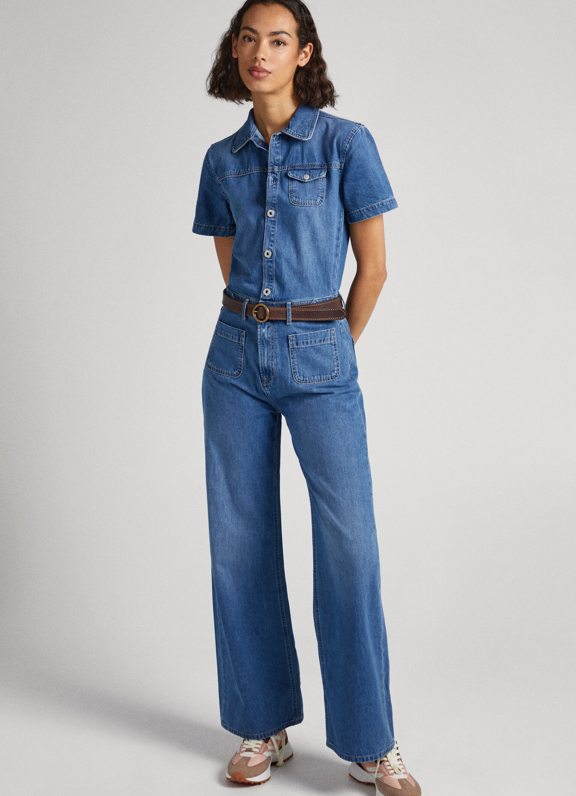 MACACÃO DE TRICÔ JEANS - jeans