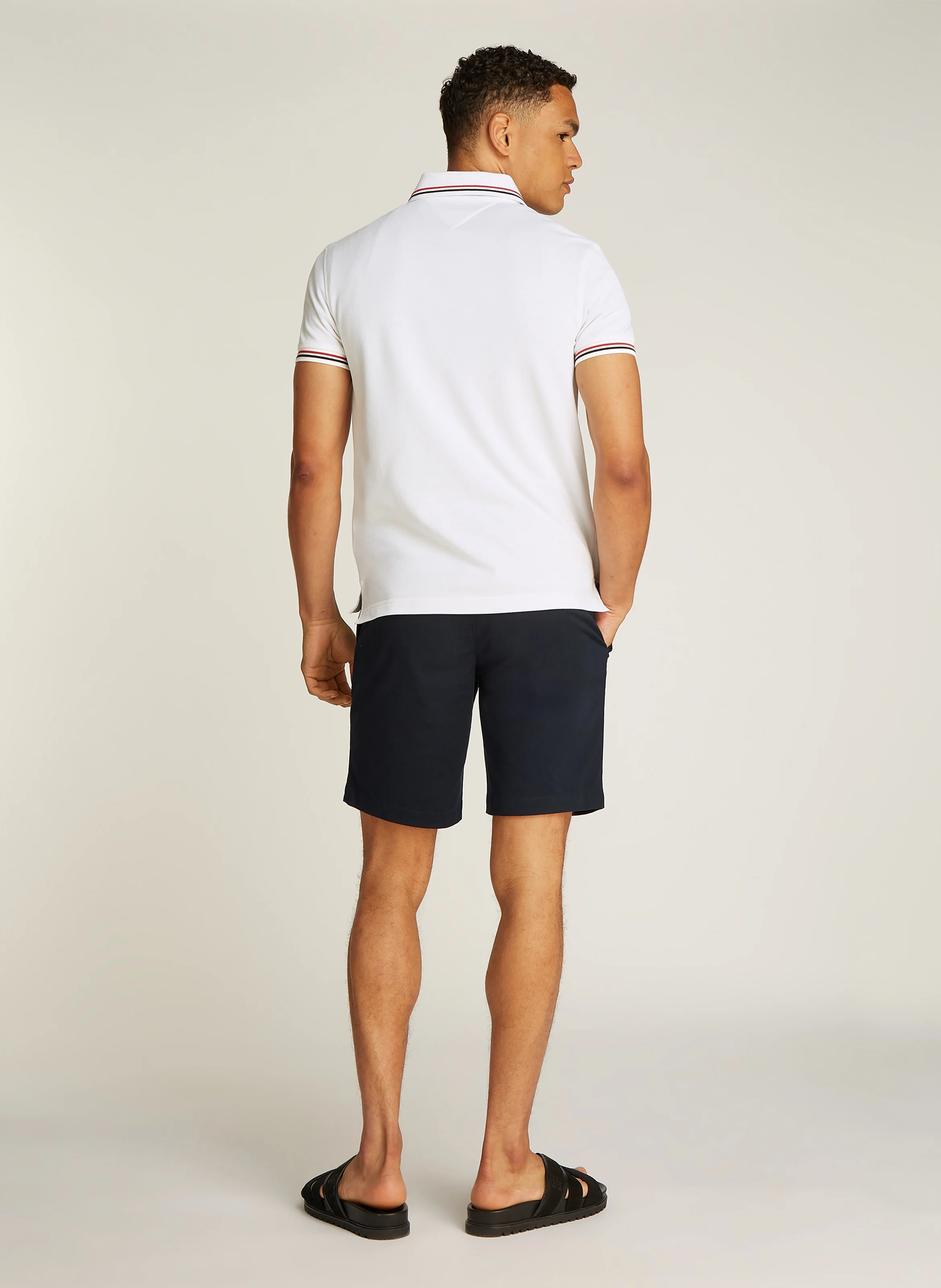 Polo droit en coton bio mélangé | Blanc