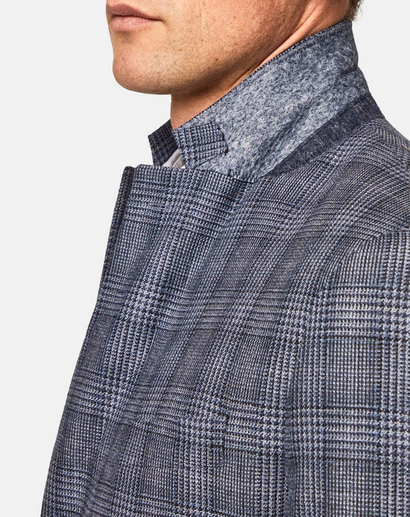 Hackett London Veste en Soie & Laine Check à imprimé Prince de Galles bleu moyen