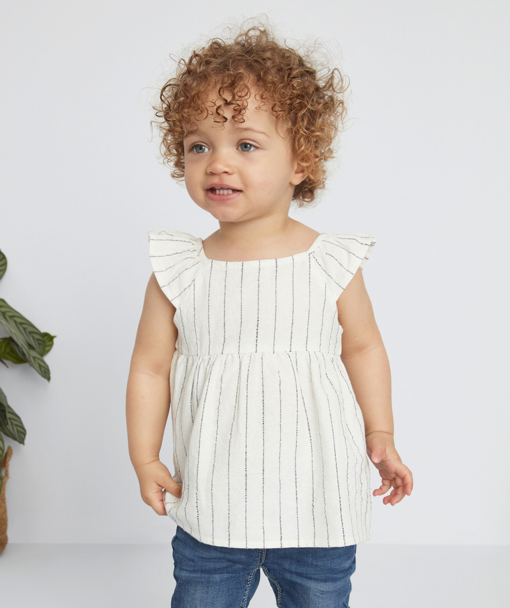 LA BLOUSE RAYÉE NOIRE ET BLANCHE EN COTON BIOLOGIQUE