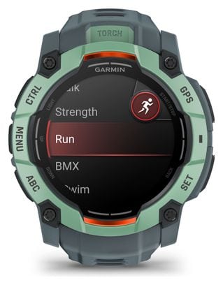 Montre GPS Garmin Instinct 3 AMOLED - 50 mm Vert Neotropic avec Bracelet en Silicone Bleu Twilight