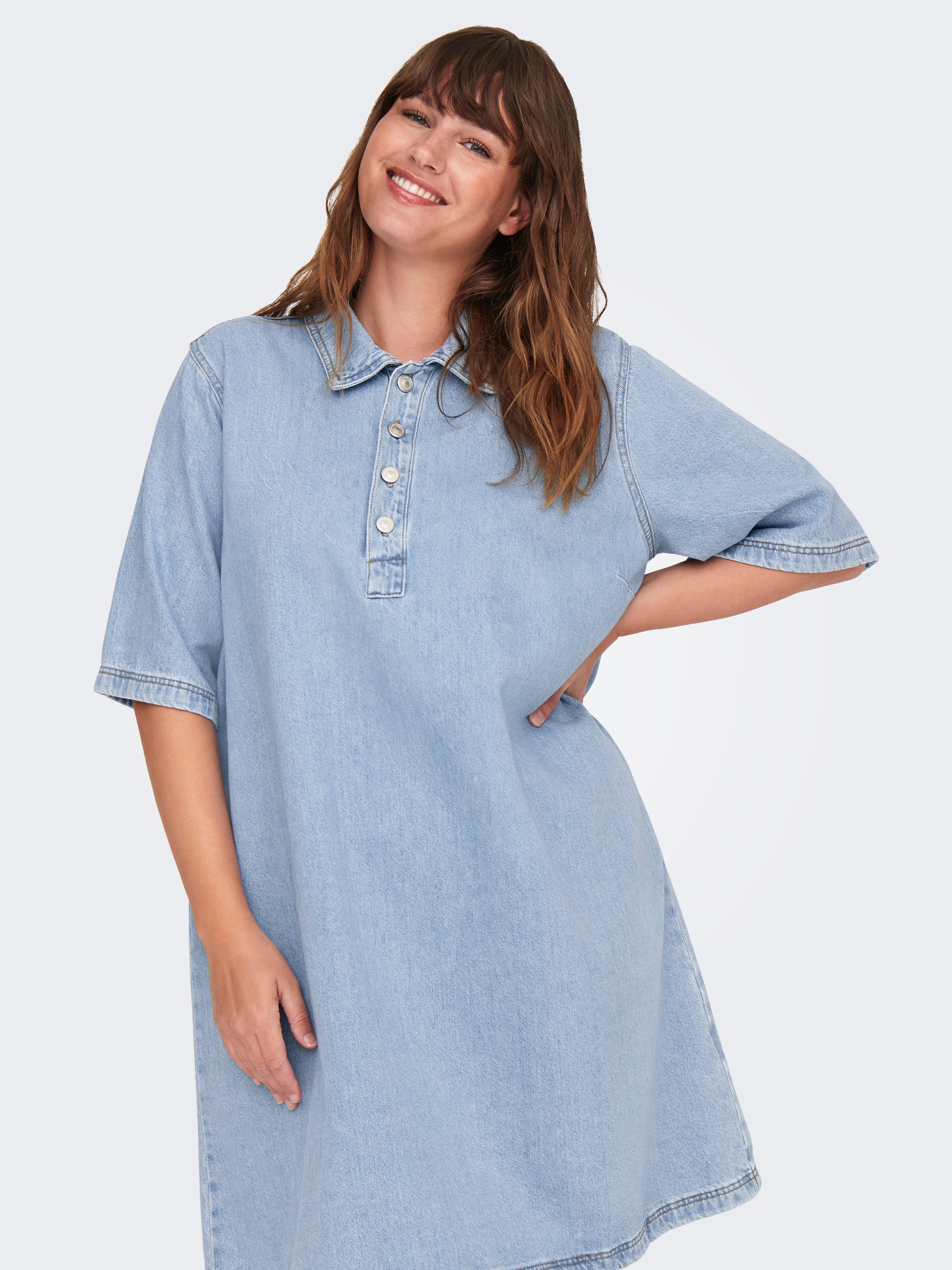 CARGRY Kurzes Kleid Light Blue Denim