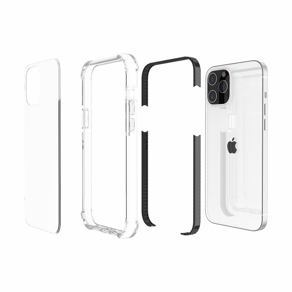 iPhone 12 / iPhone 12 Pro Hybrid Bumper Hülle mit Air Cushion Fallschutz - Schwarz / Transparent