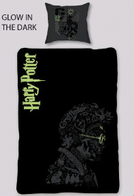 Harry Potter Sengetøj - Voksen Str. - 140X200 CM - Selvlysende - Sort