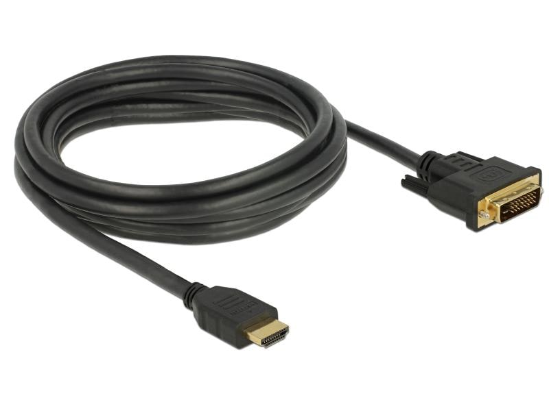 Delock Kabel HDMI – DVI, 3 m, bidirektional Delock HDMI zu DVI 24 1 Kabel bidirektional 3 m
