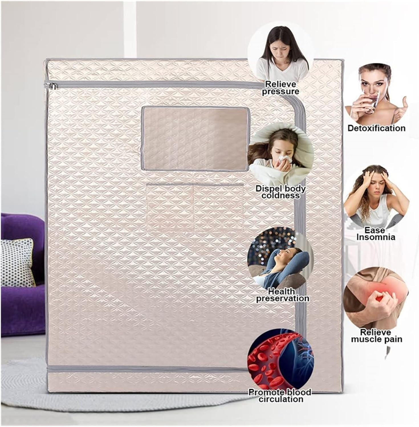 2-Personen-Doppelsauna-Spa in voller Größe, tragbares Dampfsauna-Zelt – zur Entspannung und Entgiftung | Schnelleres Aufheizen, Allround-Dampfsauna | Schwarzgrau (Champagne Gray 1)