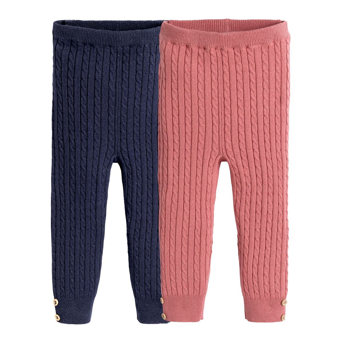 COLEÇÃO LA REDOUTE<br>Conjunto de 2 leggings de tricô trançado