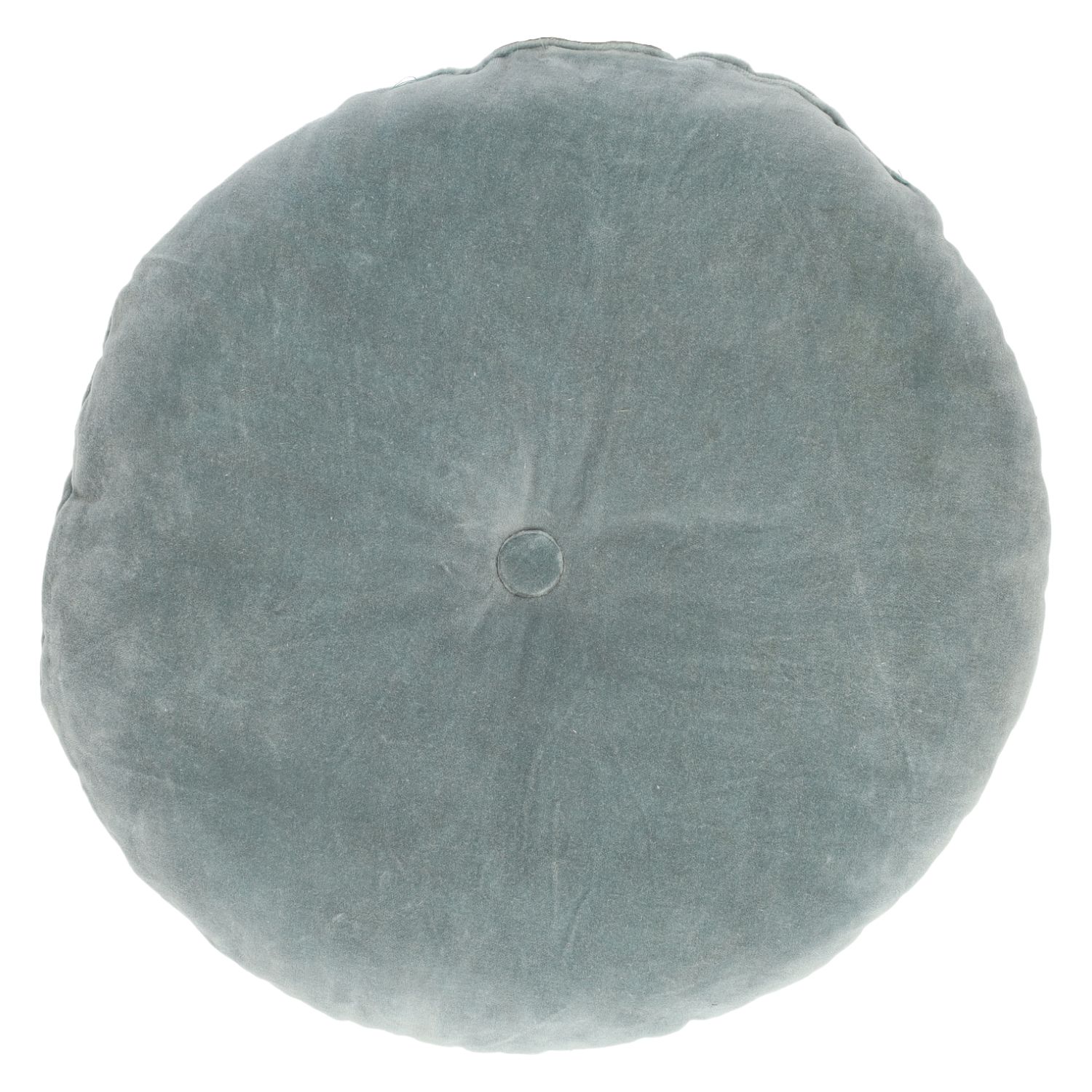 Velours kussen, bio-katoen, blauw, rond, Ø 40 cm