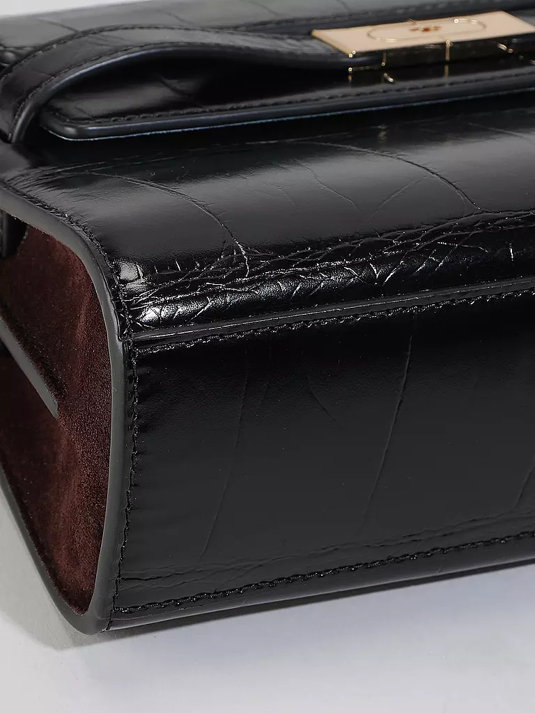 TORY BURCH Ledertasche - Umhängetasche LEE RADZIWILL CROC  schwarz