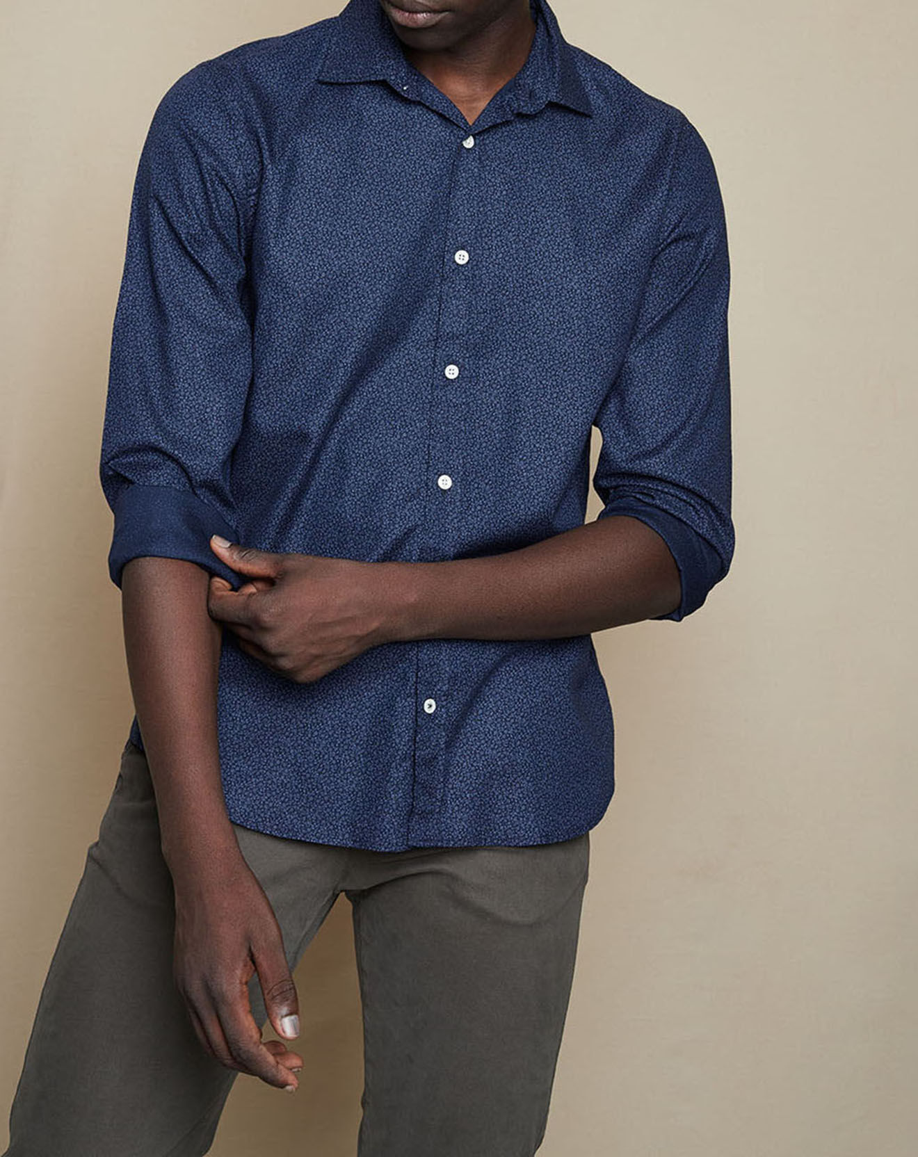 Hartford Chemise Slim Sammy à fleurs marine/bleu