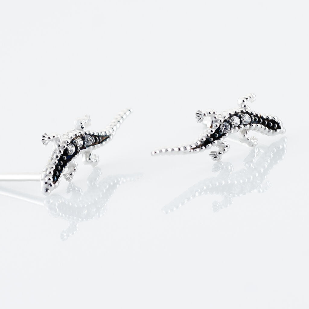 Boucles D'oreilles Puces Oya Argent Blanc Oxyde De Zirconium