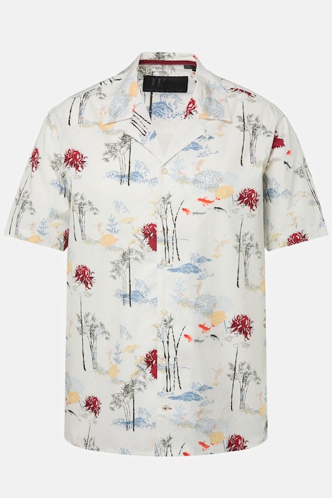 Hemd, Halbarm, floraler Print, Cuba-Kragen, Cuba-Fit, bis 8 XL