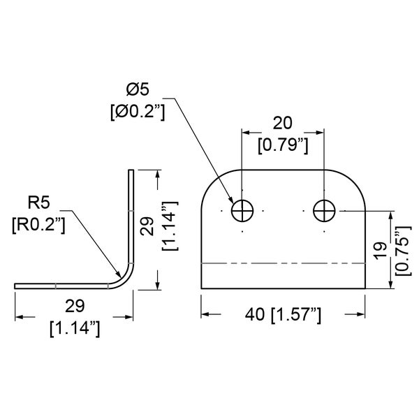 Penn Elcom B1130S overzethoek voor 30/30 profiel, R5, RVS