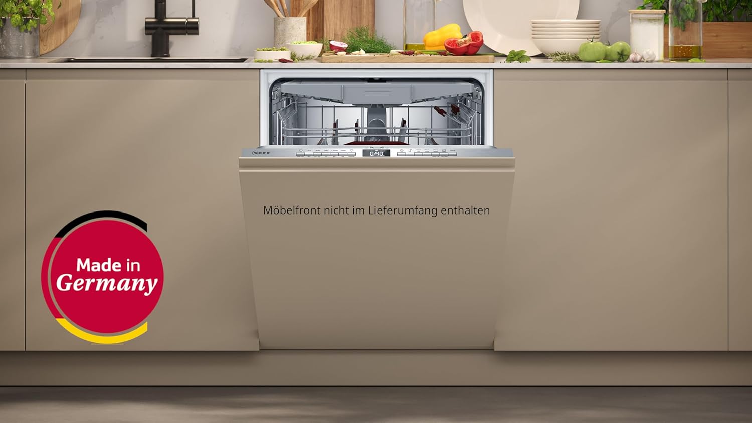 Neff S155ECX15E, N 50, Smarter Geschirrspüler Vollintegriert, 60 cm, Spülmaschine Made in Germany, Besteckschublade, Open Dry, starke Reinigung mit Chef 70°C, höhenverstellbarer Oberkorb, Time Light