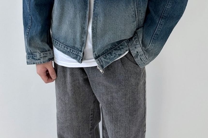 SeoulPop - Denimjack met rits en kleurverloop