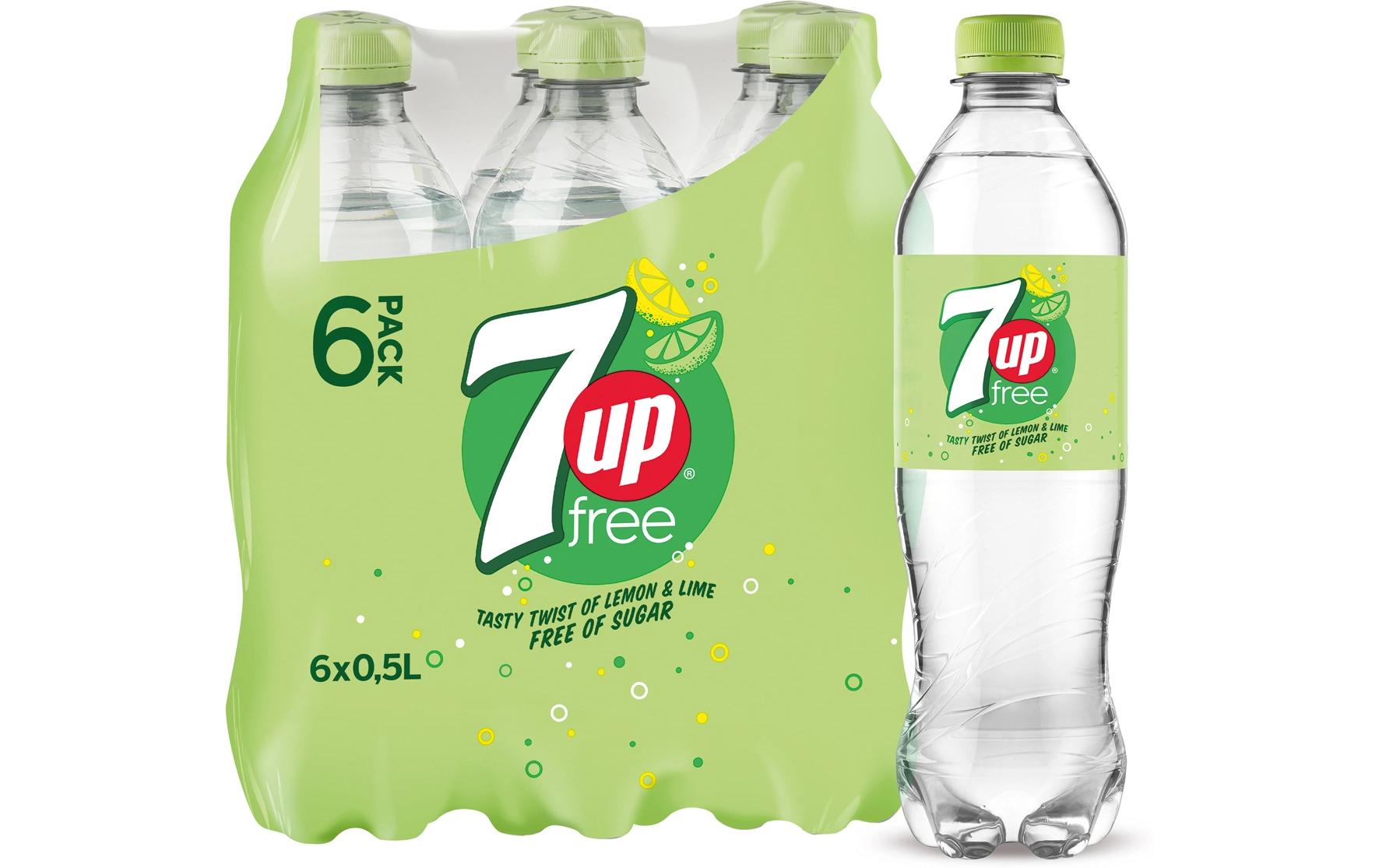 Soft-Drinks 7up free 6 x 0.5 lKohlensäurehaltiges Erfrischungsgetränk mit Zitronenaroma
