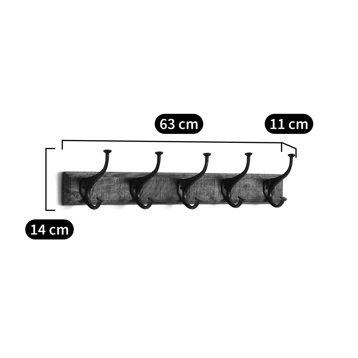 LA REDOUTE INTERIEURS<br>Cabideiro de parede 5 ganchos duplos, Anet