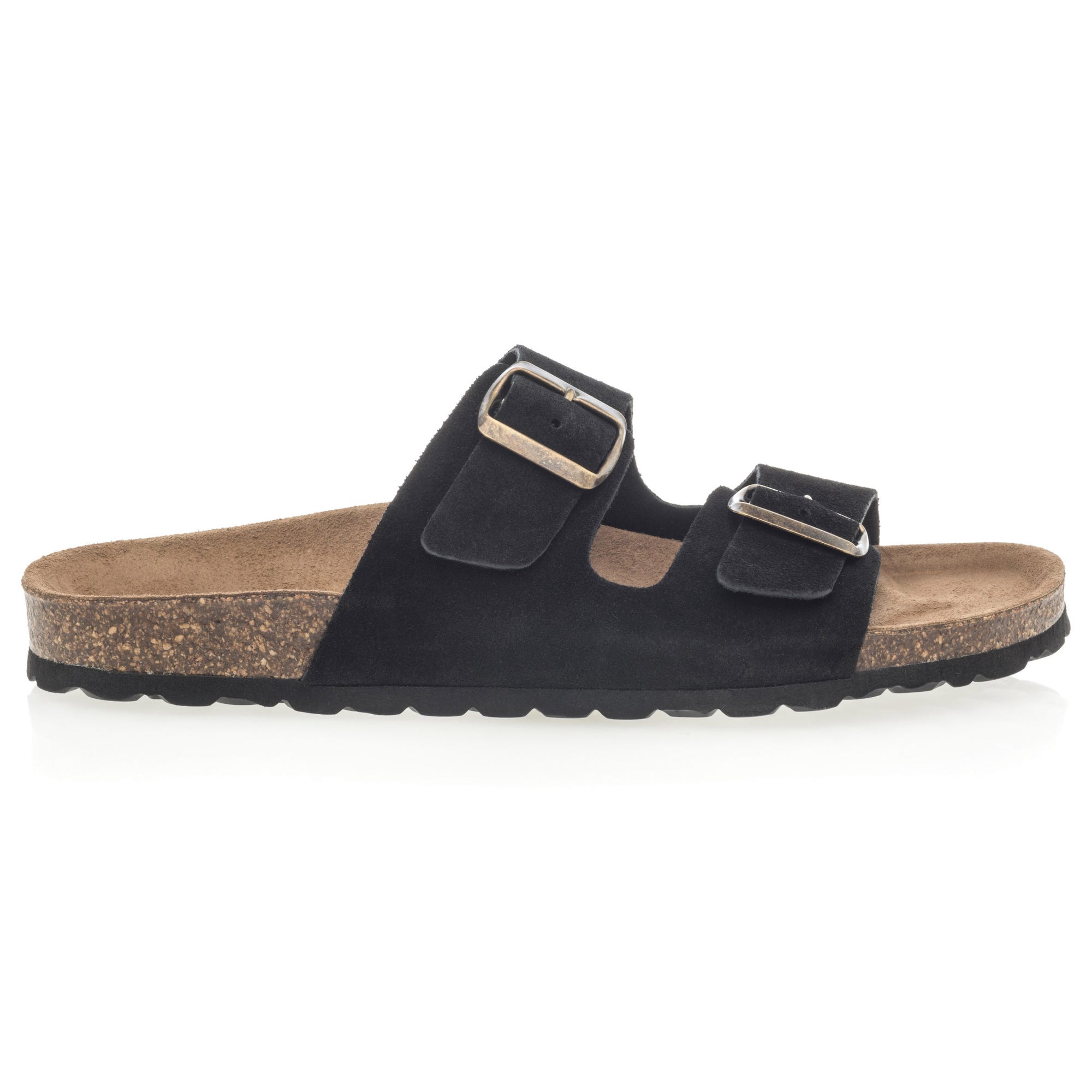 Mules semelle liège Homme en cuir noir