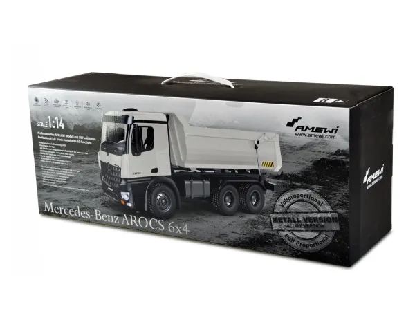 AMEWI - Mercedes Tipper Truck PRO Metal RTR - RC - hvid