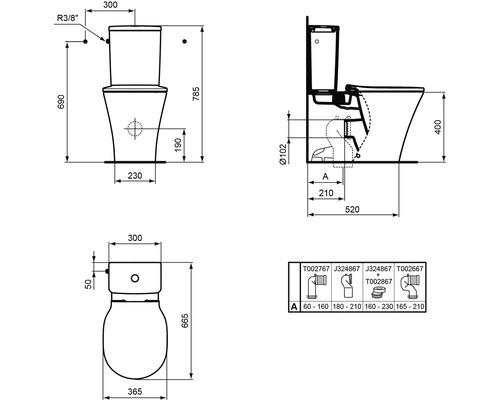 Ideal Standard Connect Air Cube spoelbak, onderaansluiting, wit E073401