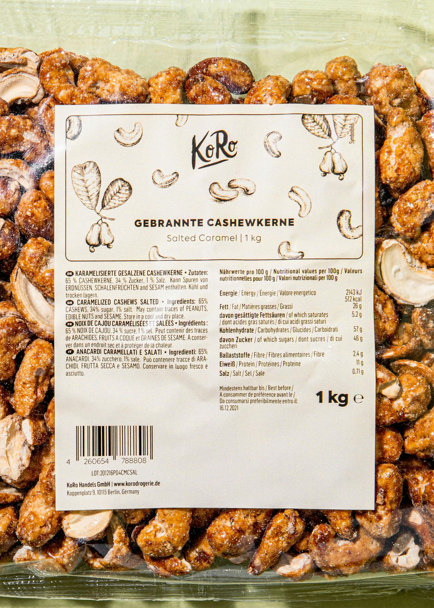 Gebrannte Cashewkerne Salted Caramel 1 kg