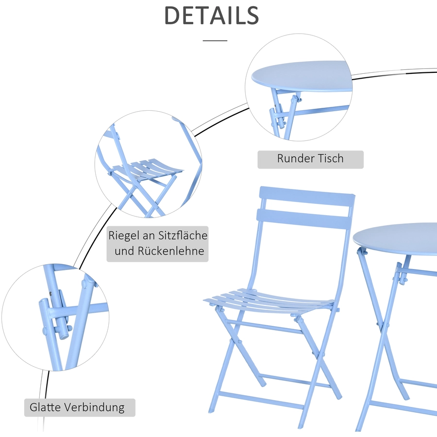 Outsunny Gartenmöbel-Set im kompaktem Design hellblau