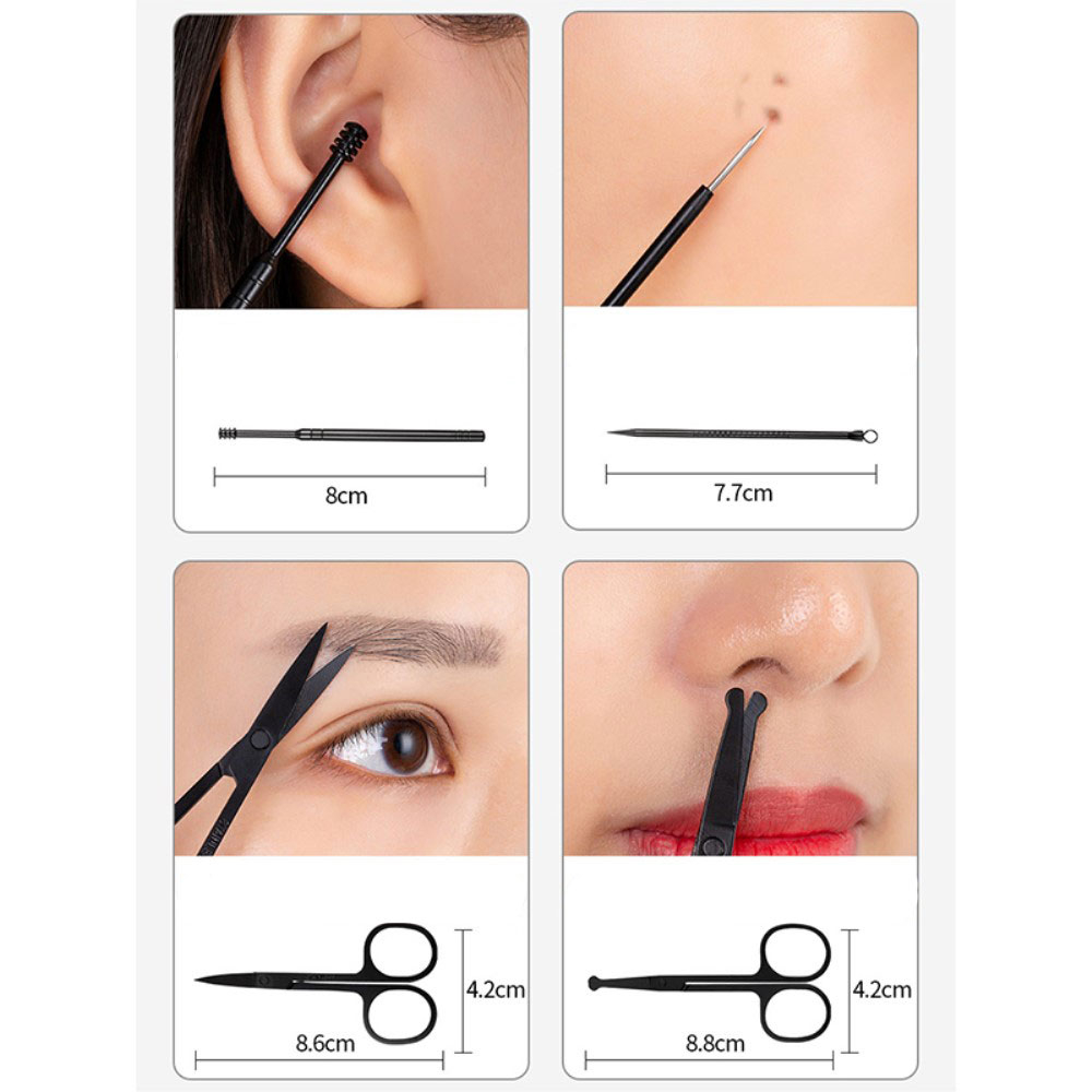 (19-tlg. Set) Pediküre Maniküre Finger Fuss Nagel Pflege-Set inkl. Leder Reise Etui - Schwarz