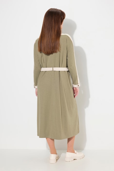 Jersey-Midikleid, U-Boot-Ausschnitt, Langarm, Biobaumwolle