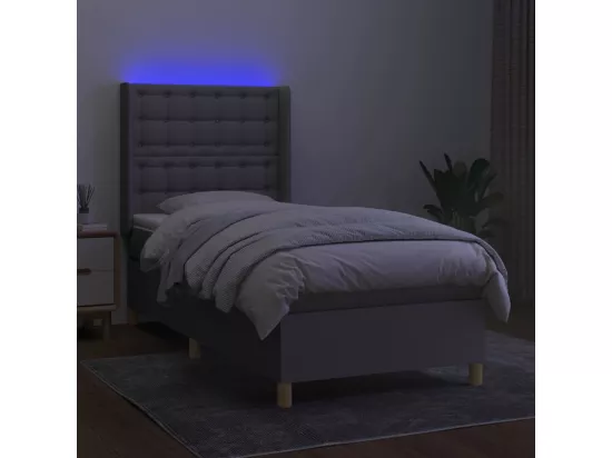 Sommier tapissier avec matelas et LED Gris clair 90x190cm Tissu