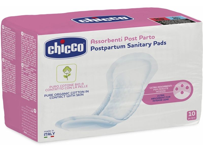 Chicco Binde 10 Stück Hygienische Binden aus Bio-Baumwolle