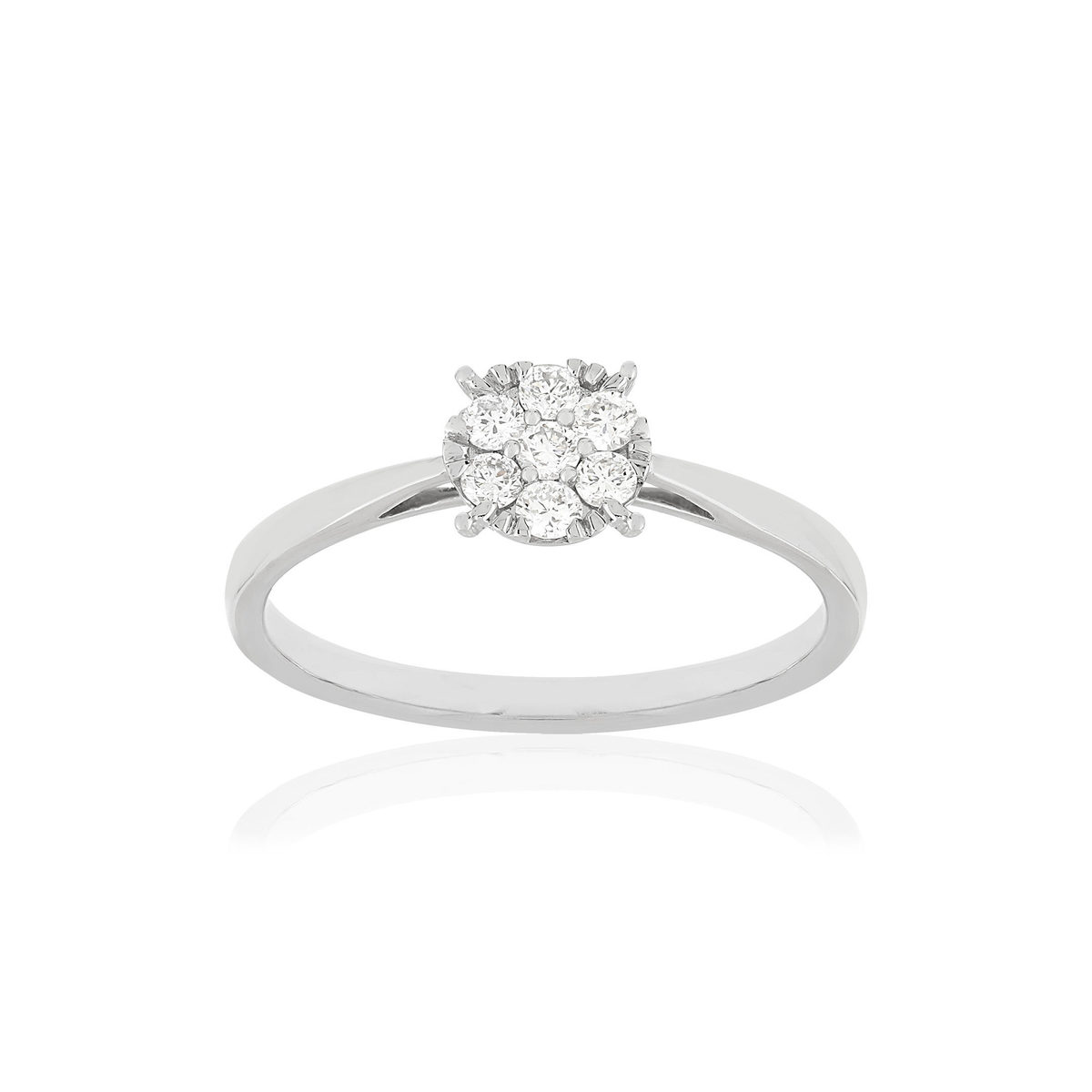 Bague or blanc 750 diamants synthétiques total 0.20 carat
