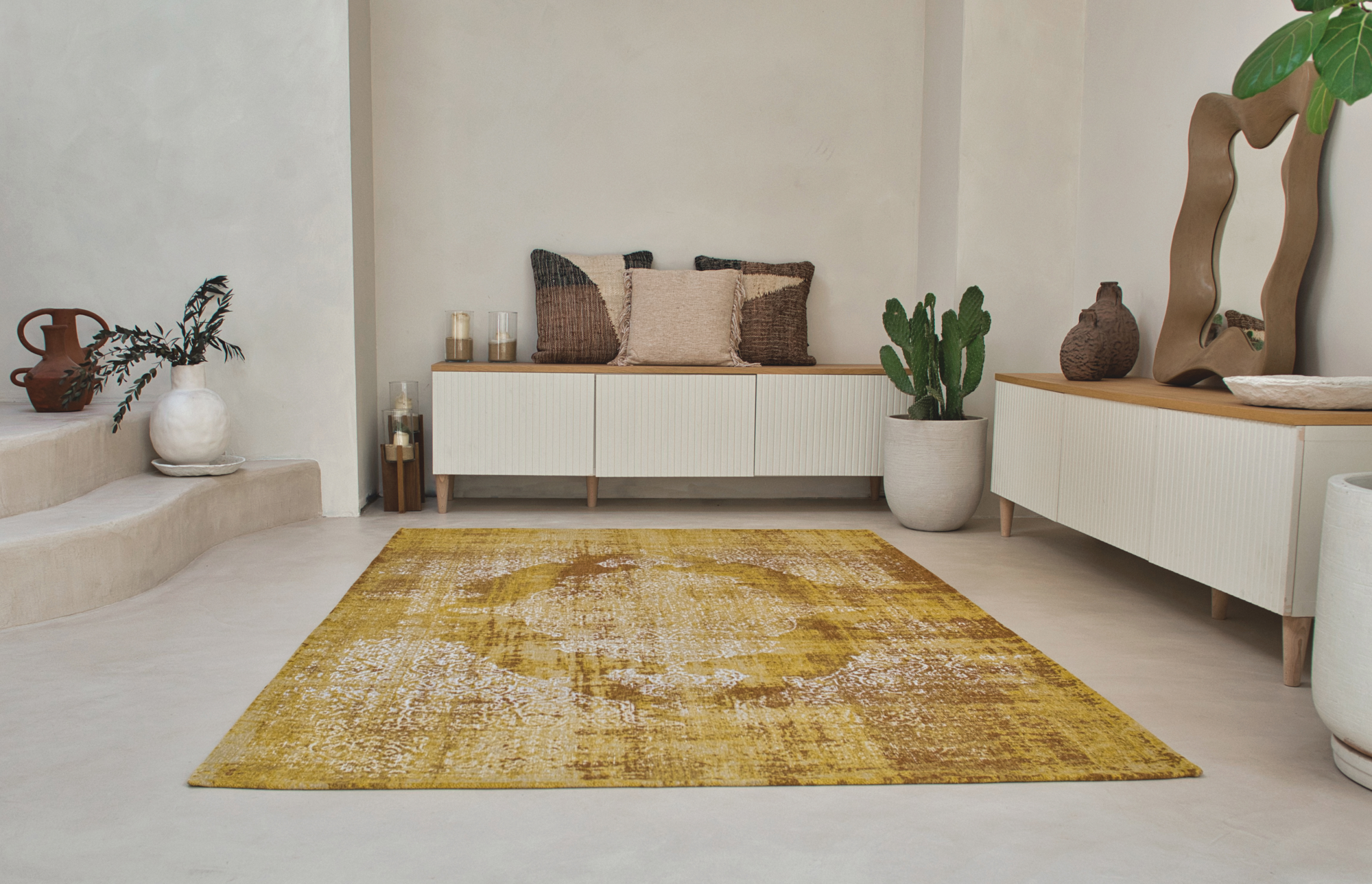 Ecorugs vloerkleed Kirman geel 170x240 cm