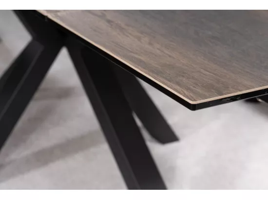 Table design extensible métal & céramique style bois Sway