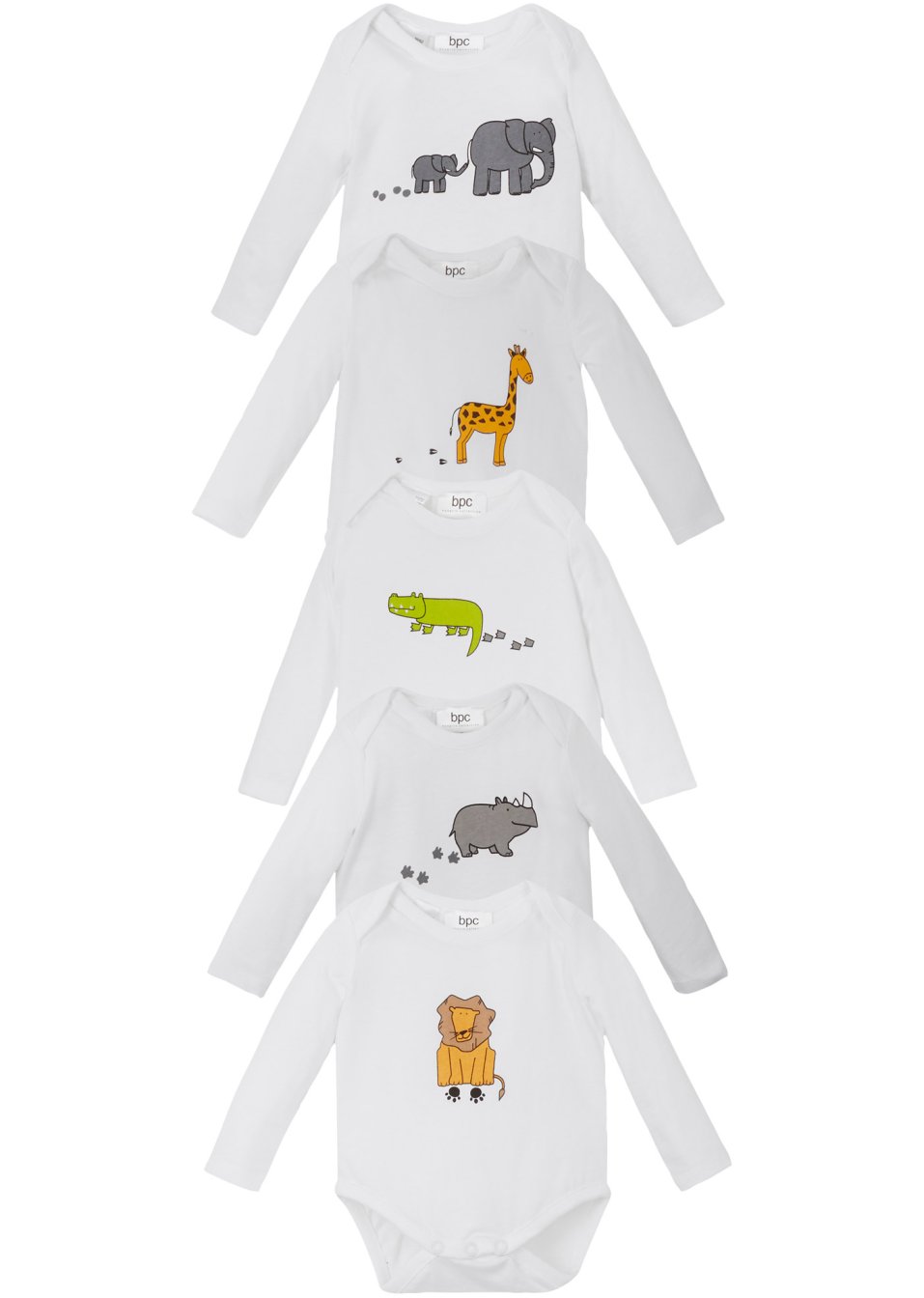 Lot de 5 bodies bébé manches longues coton