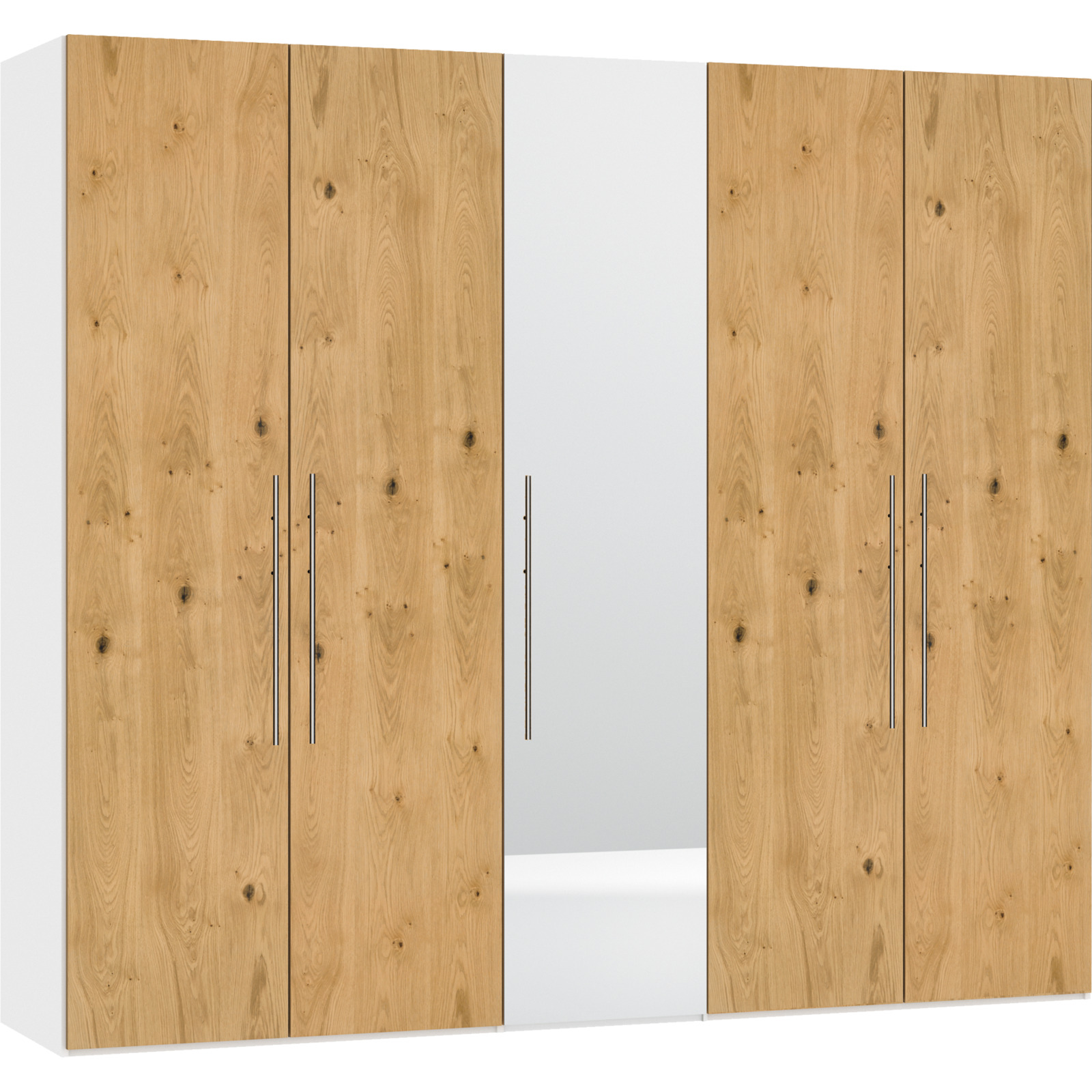 Schrank Schweizer 201 Eiche Furnier weiss, mit Spiegel