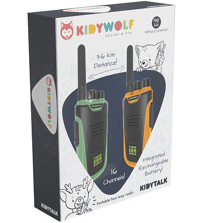 Kidywolf Walkie Talkie - 2 stk. - Kidytalk -  Grøn/Orange
