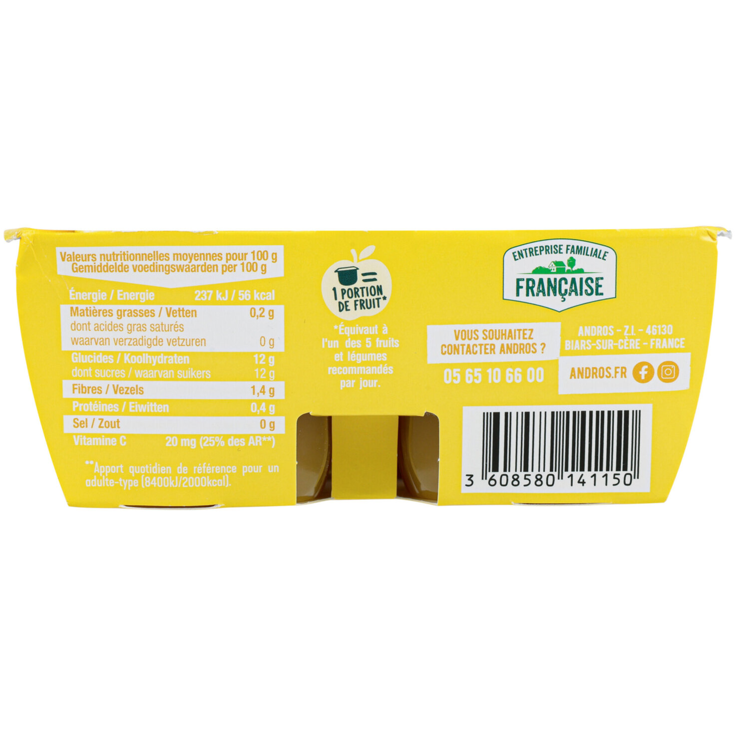 Andros La vie en couleur Jaune 4x100g