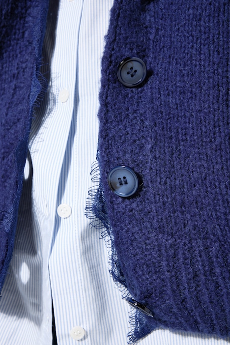 Strickjacke, oversized, Spitzenkante, Langarm