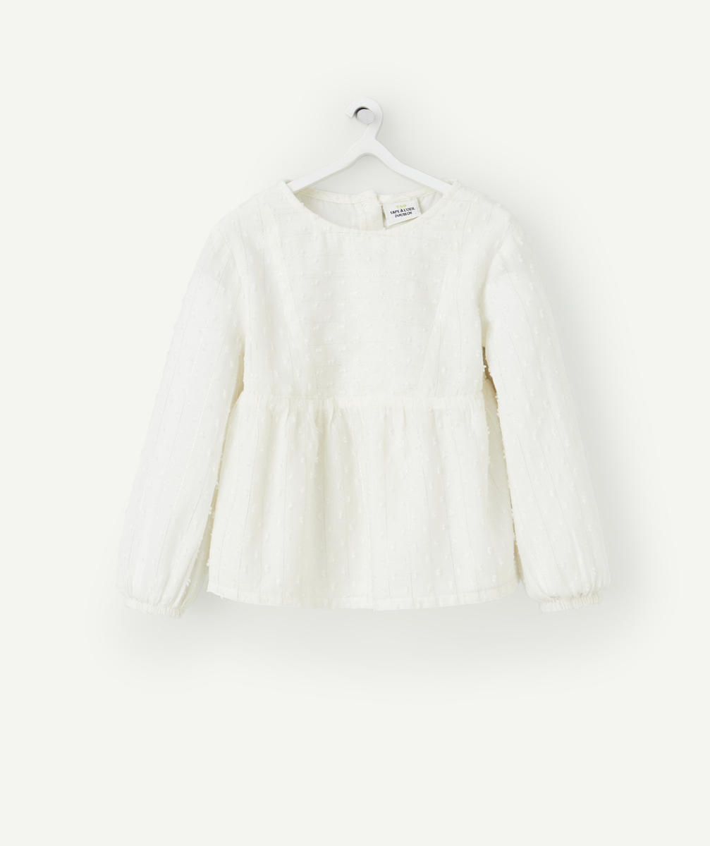 BLOUSE MANCHE LONGUES BÉBÉ FILLE ÉCRUE AVEC DÉTAILS PAILLETÉS
