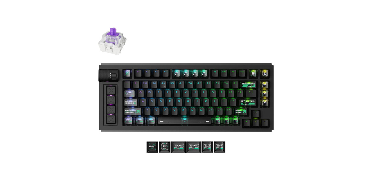 LemokeyL1 HE, gaming toetsenbord  (Zwart, US lay-out, Gateron Double-Rail Magnetic Nebula, RGB, Double-shot PBT, hot swap, knob)