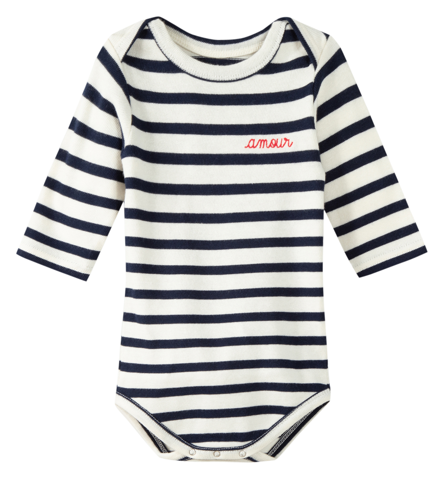 CALMETTE AMOUR - Body marinière amour en coton bio| Blanc