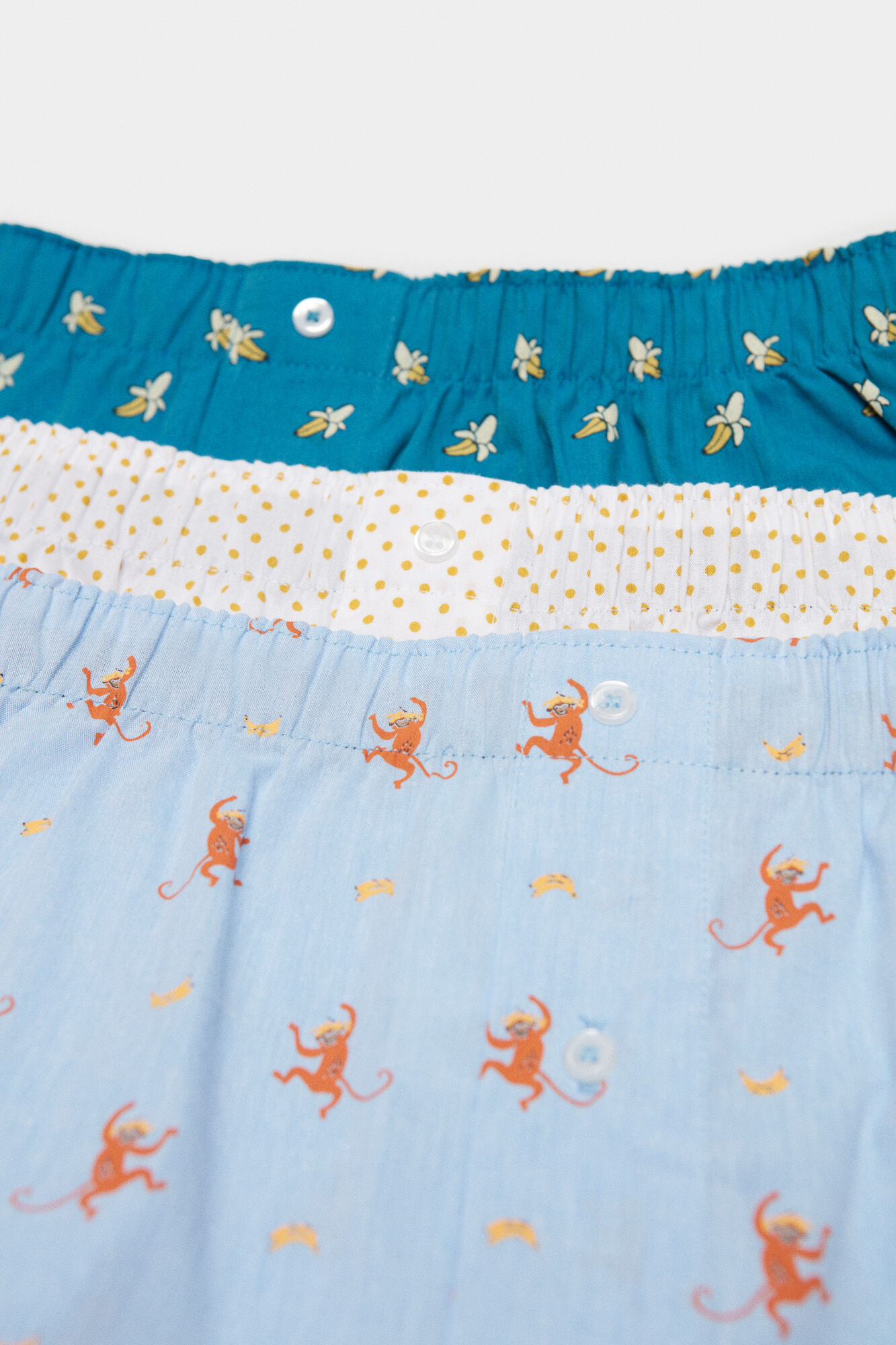 Conjunto de 3 cuecas de tecido com estampa de banana - azul