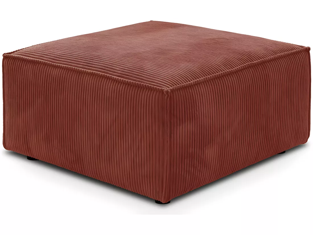 Pouf en velours côtelé rouille - Livia