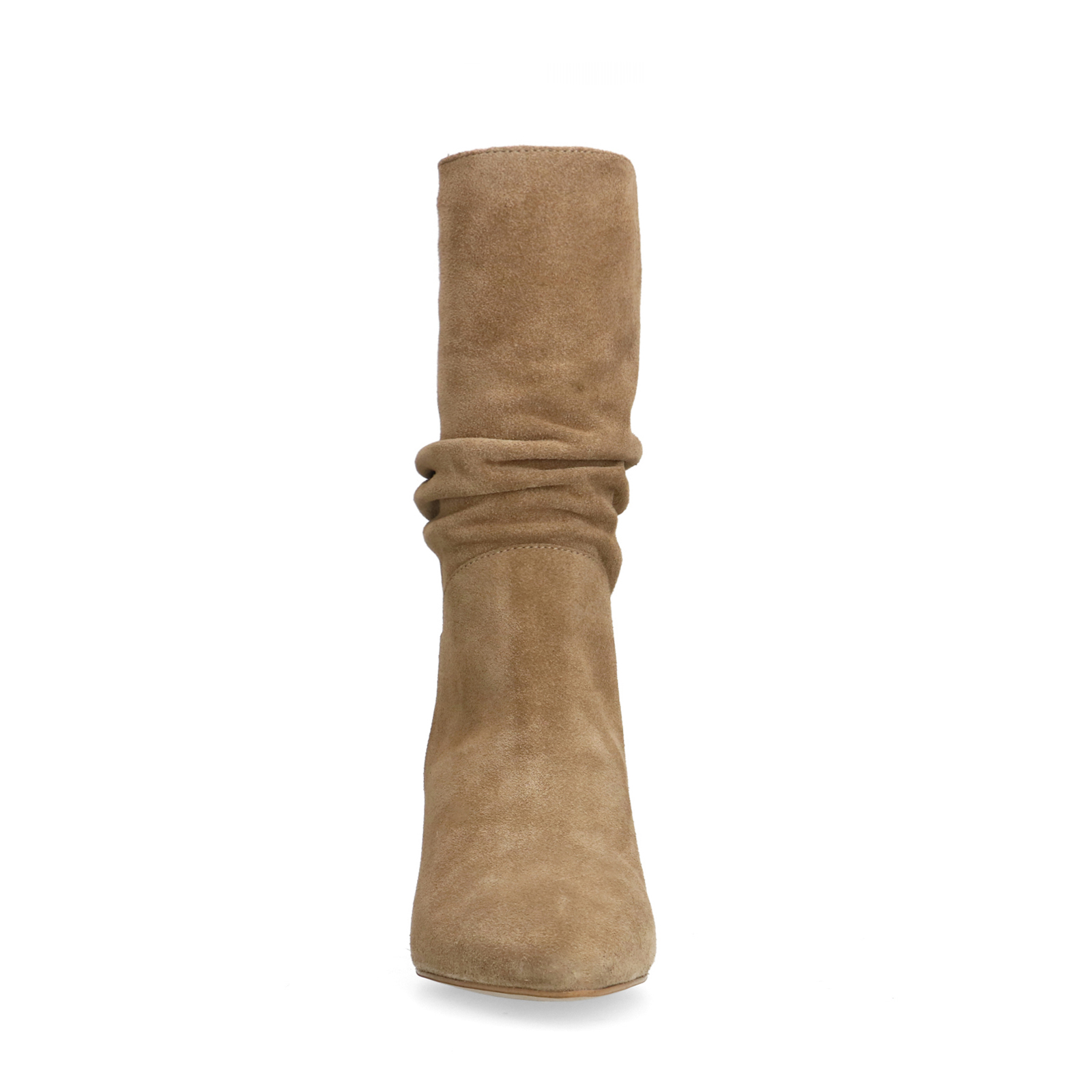 Beige suède laarzen met hak