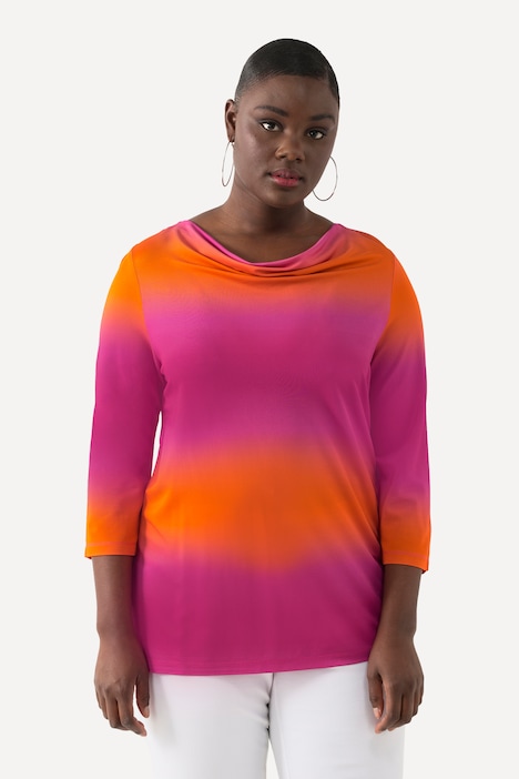 Slinkyshirt, Piqué, Wasserfall-Ausschnitt, 3/4-Arm