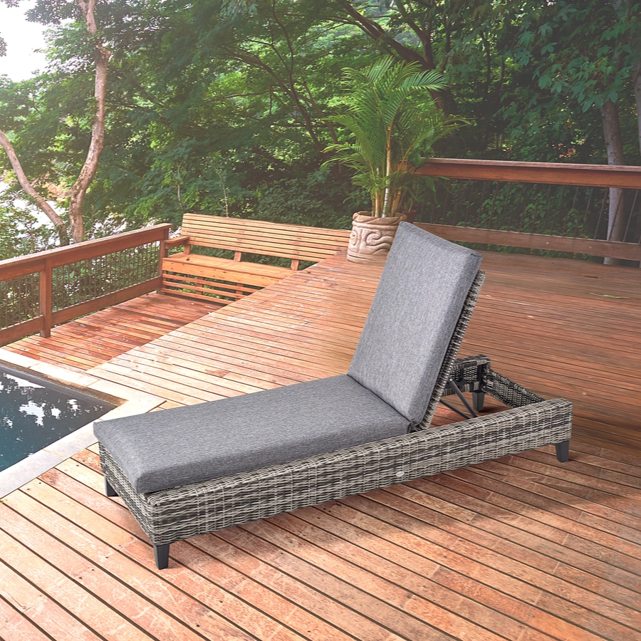 Outsunny Gartenliege mit Kissen grau