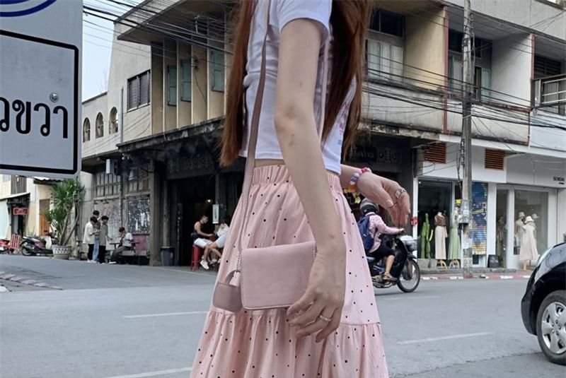 scenesweet - Maxi A-lijn rok met hoge taille en stippen