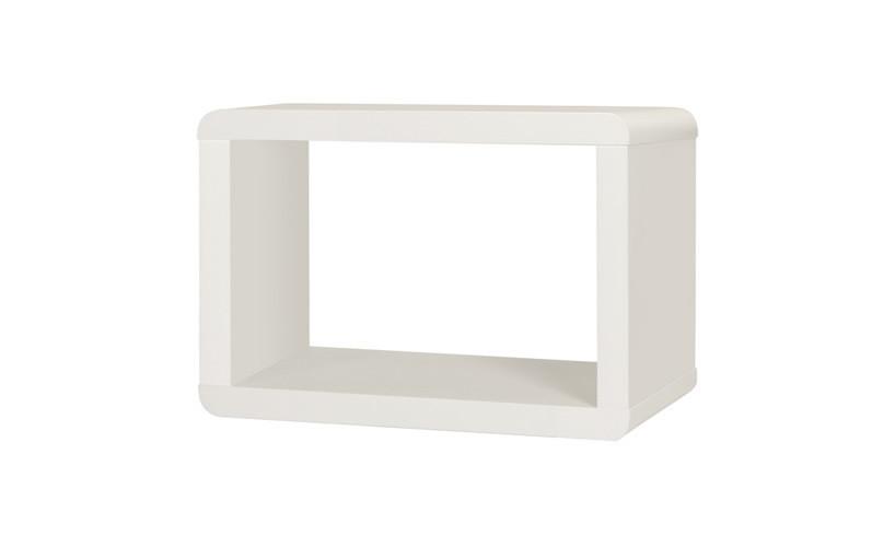 Atlanta - Beistelltisch, Couchtisch, Beisteller / 1x1 Cube mit abgerundeten Kanten, hochglanz weiss
