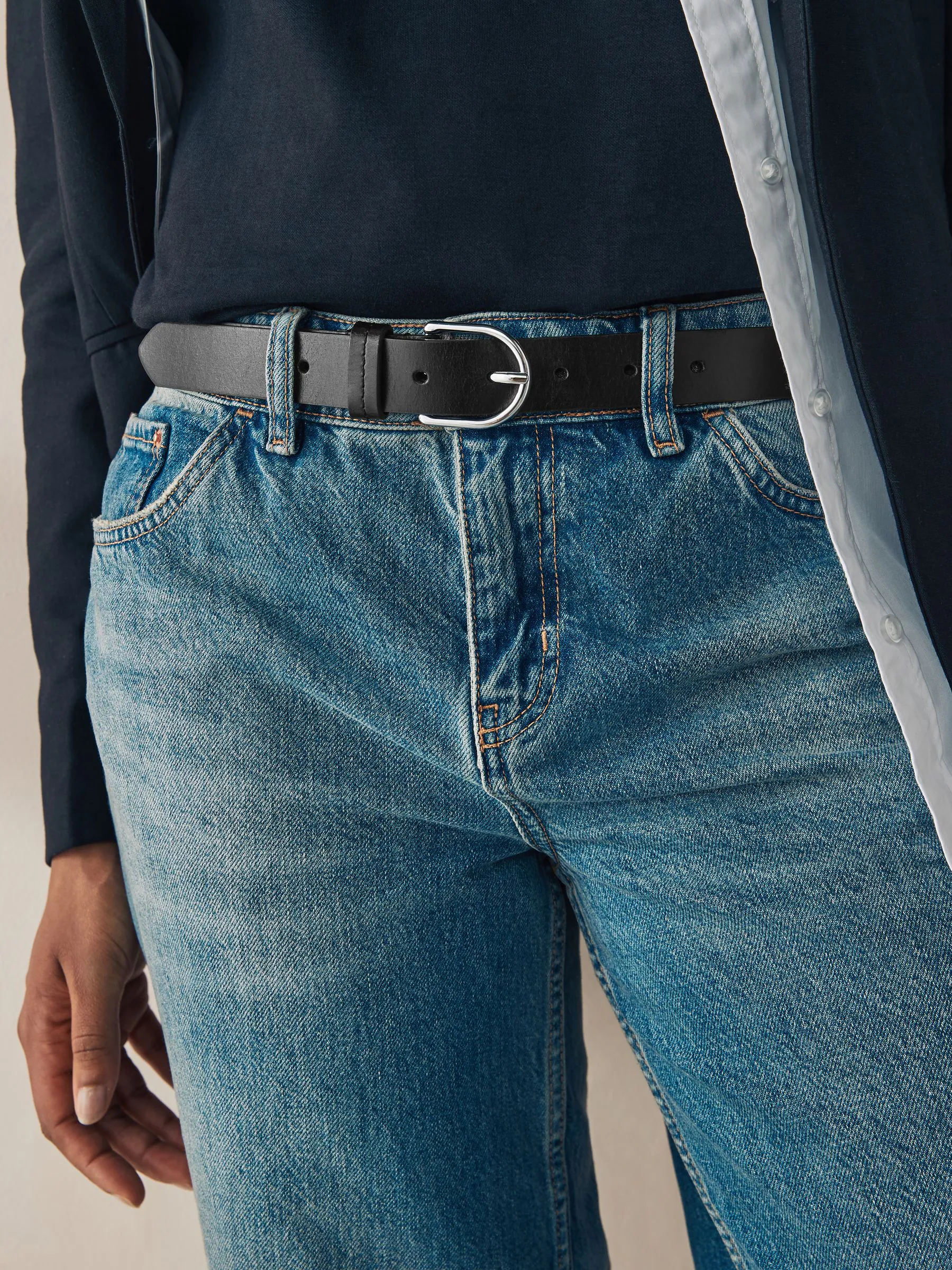 Zwart met zilver - Standaard leren riem